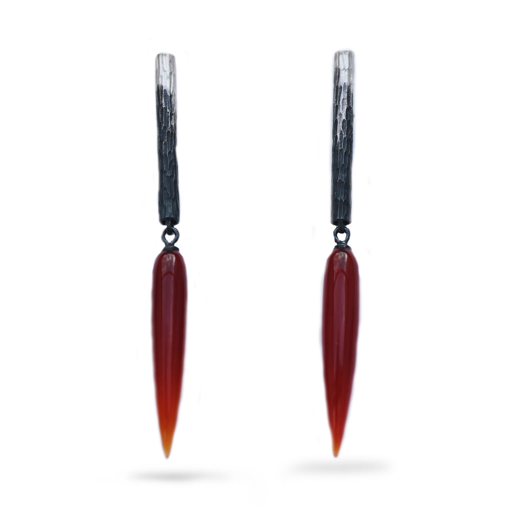 Rebecca Burt Flux Spike Earrings Red Agate