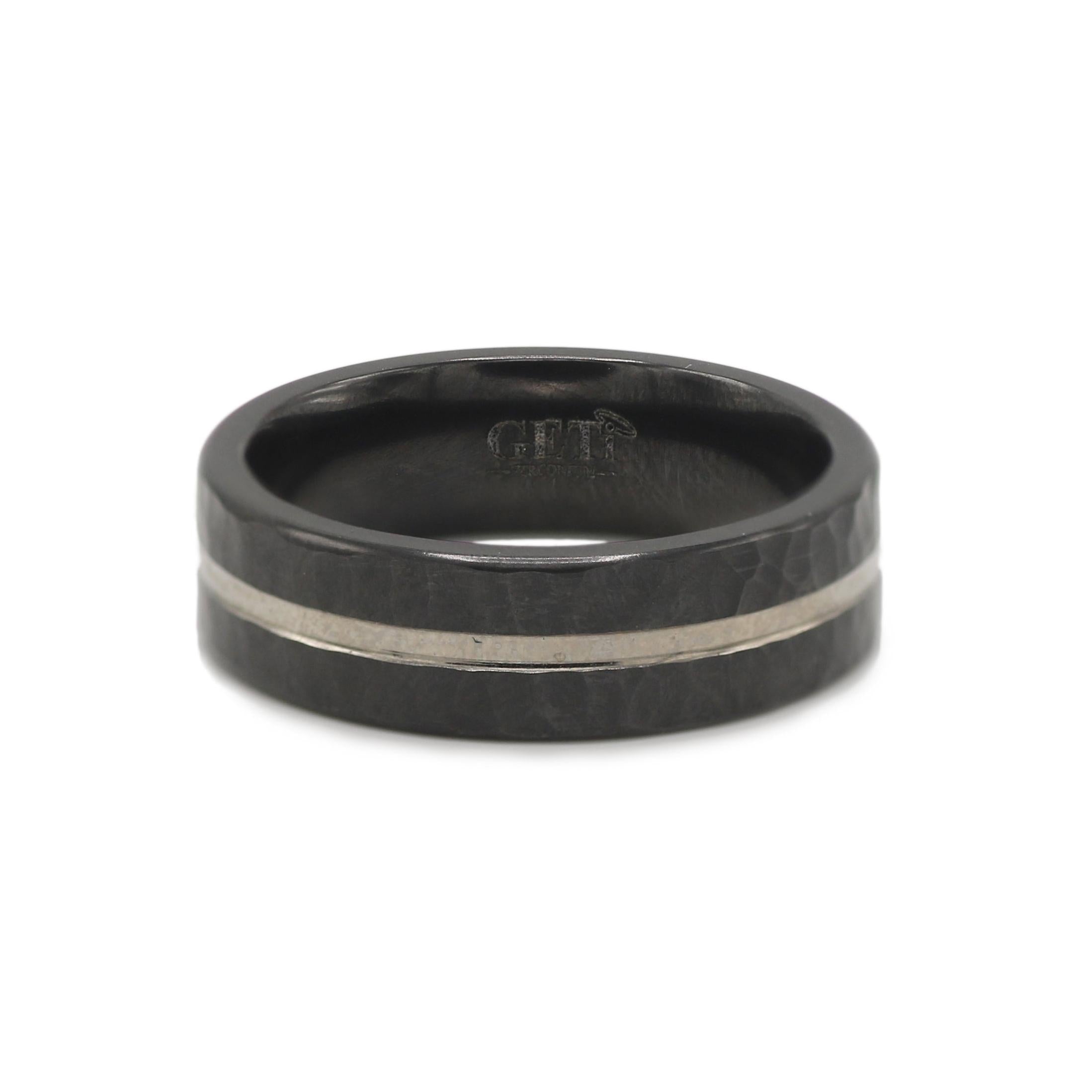 GETi Black Zirconium Hammered Ring