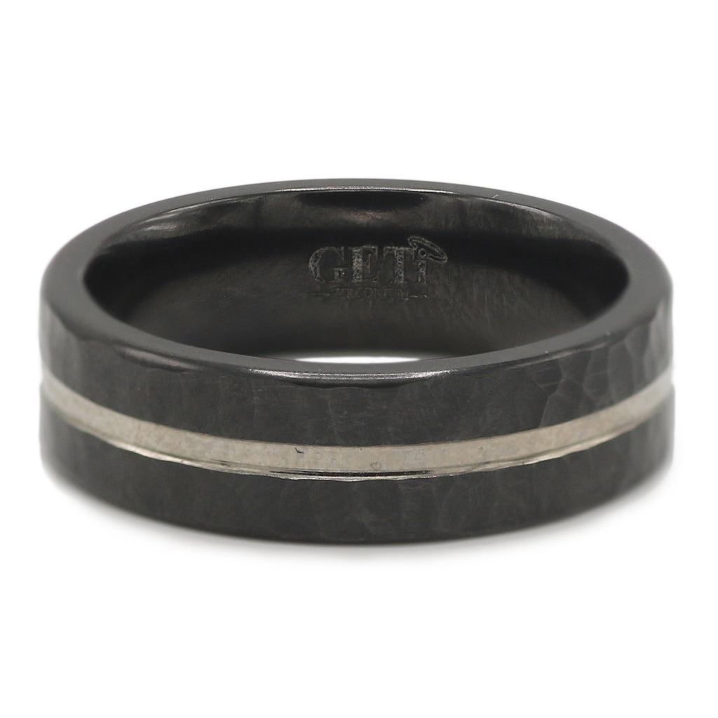 GETi Black Zirconium Hammered Ring