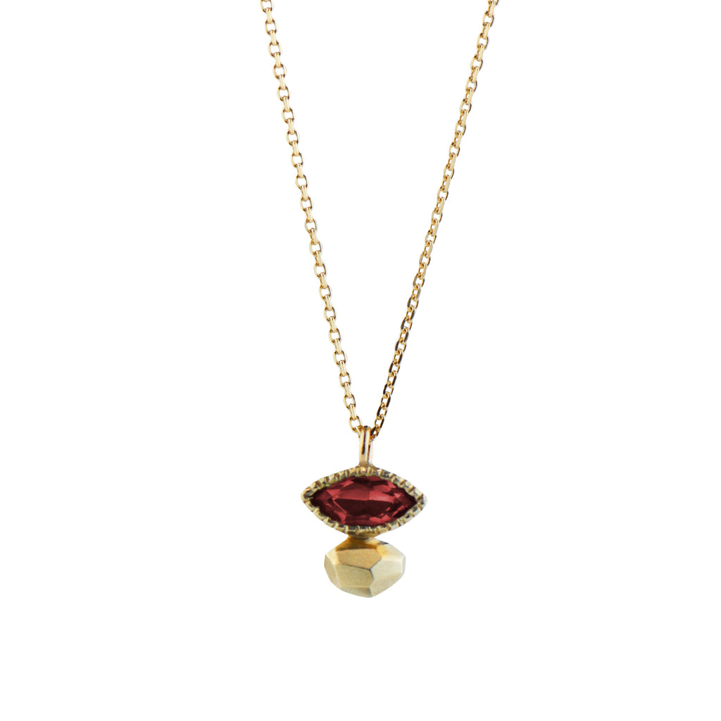 Maria Manola Gea Marquise Garnet Necklace 9ct Yellow Gold