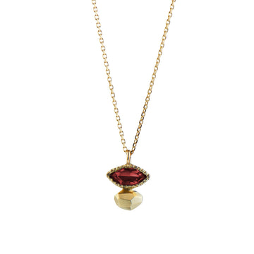 Maria Manola Gea Marquise Garnet Necklace 9ct Yellow Gold