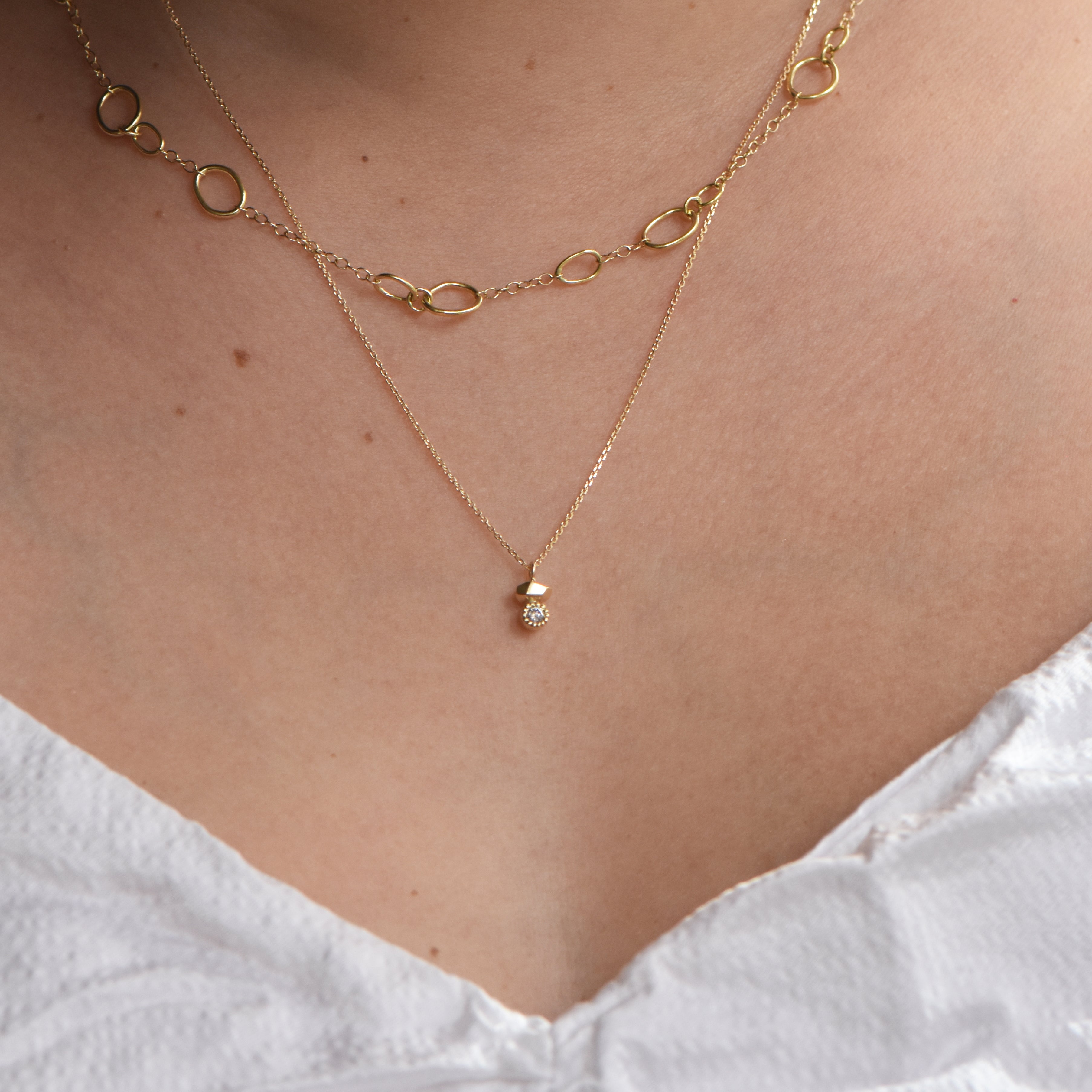 Maria Manola Faceted Gold Gea Duo Diamond Pendant