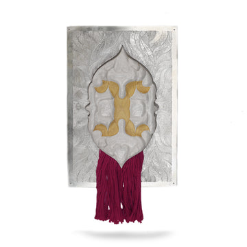 Yosef Salih Murad Silver Inverse Brooch with Burgundy Tassel