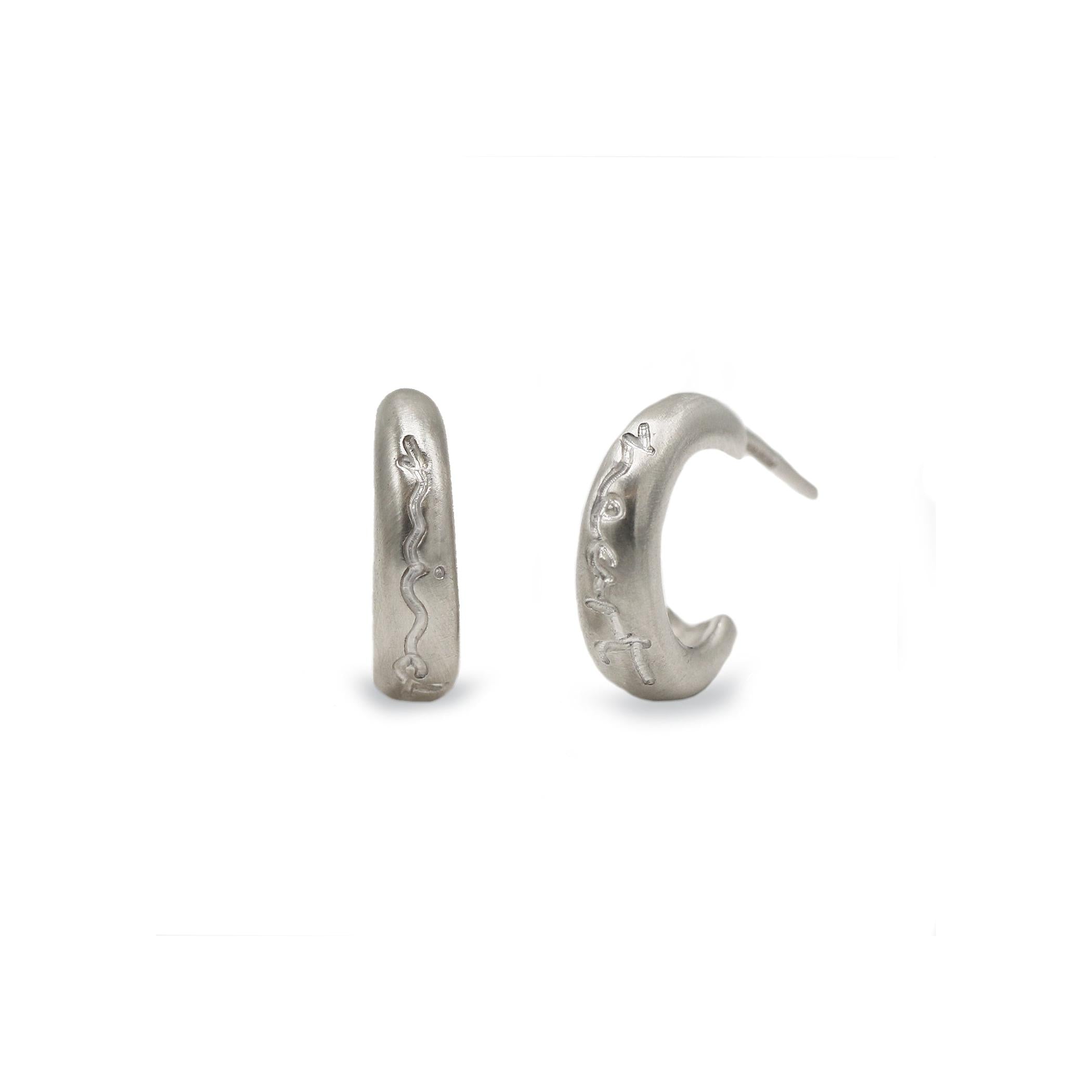 Reflect Silver Heart And Mind Etched Hoops