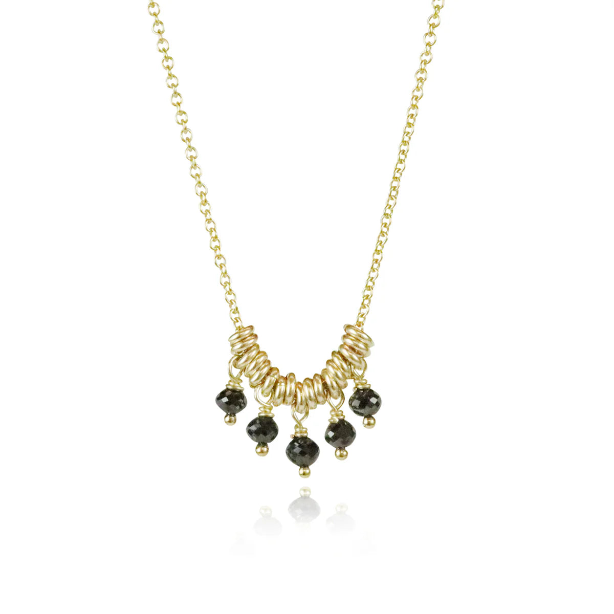 Mounir Dainty Multi Black Diamond Pendant Gold Filled