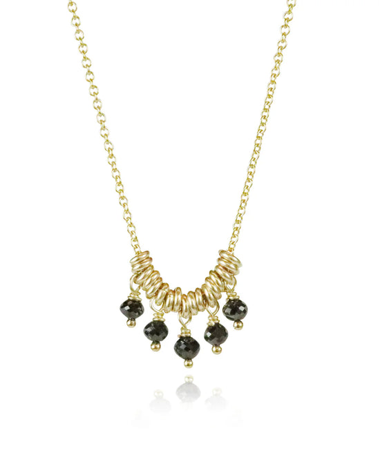Mounir Dainty Multi Black Diamond Pendant Gold Filled