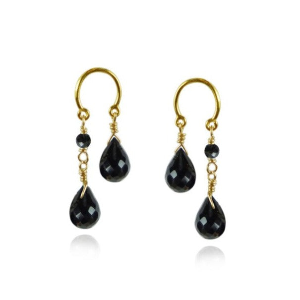 Mounir Black Onyx Briolette Drop Earrings