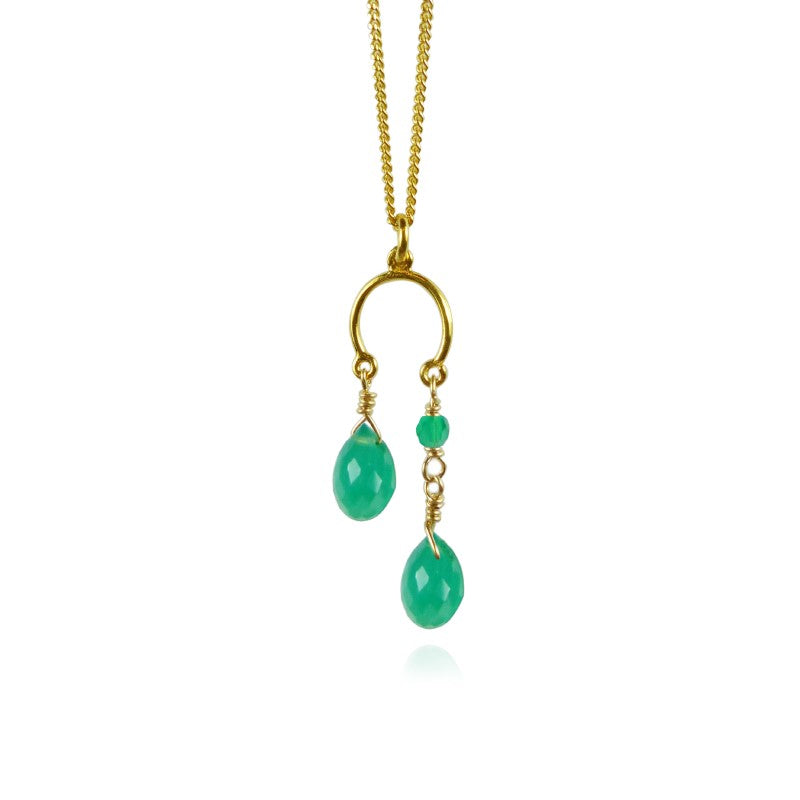Mounir Green Onyx Briolette Drop Necklace
