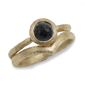 Yellow Gold Textured Wishbone Ring