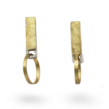 Catherine Tutt Silver bar Stud with gold Loop
