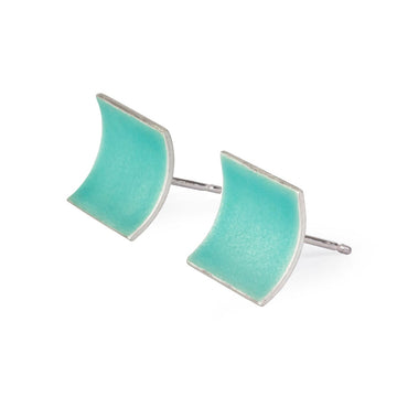 Grace Girvan Turquoise Enamel Curve Silver Studs