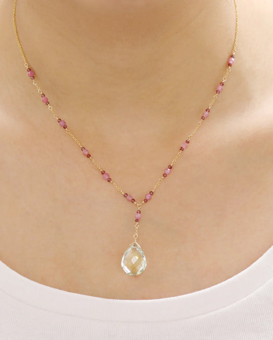 Mounir Pink Tourmaline and Green Amethyst Necklace