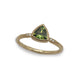 Trillion Cut Green Tourmaline and Diamonds Gold Ring