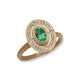 Emerald and Diamond Textured Yellow Gold Halo Engagement Ring
