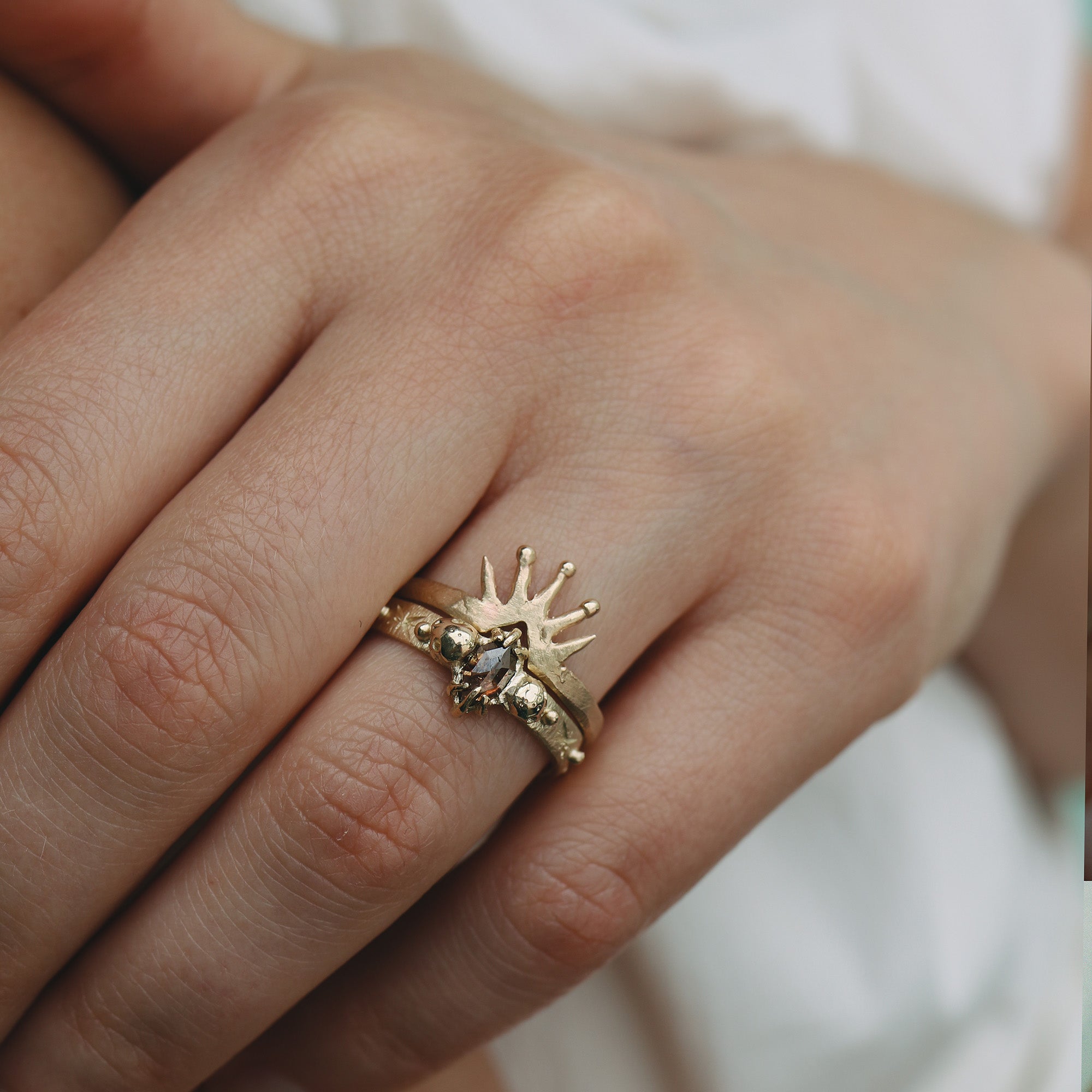 SLAB Jewellery Cognac Diamond Ring Stack