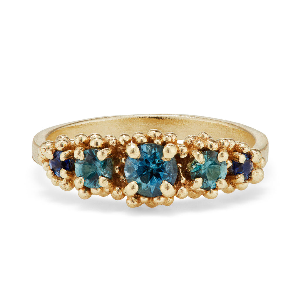 Hannah Bedford 14ct yellow Gold Blue Sapphire Cluster Ring