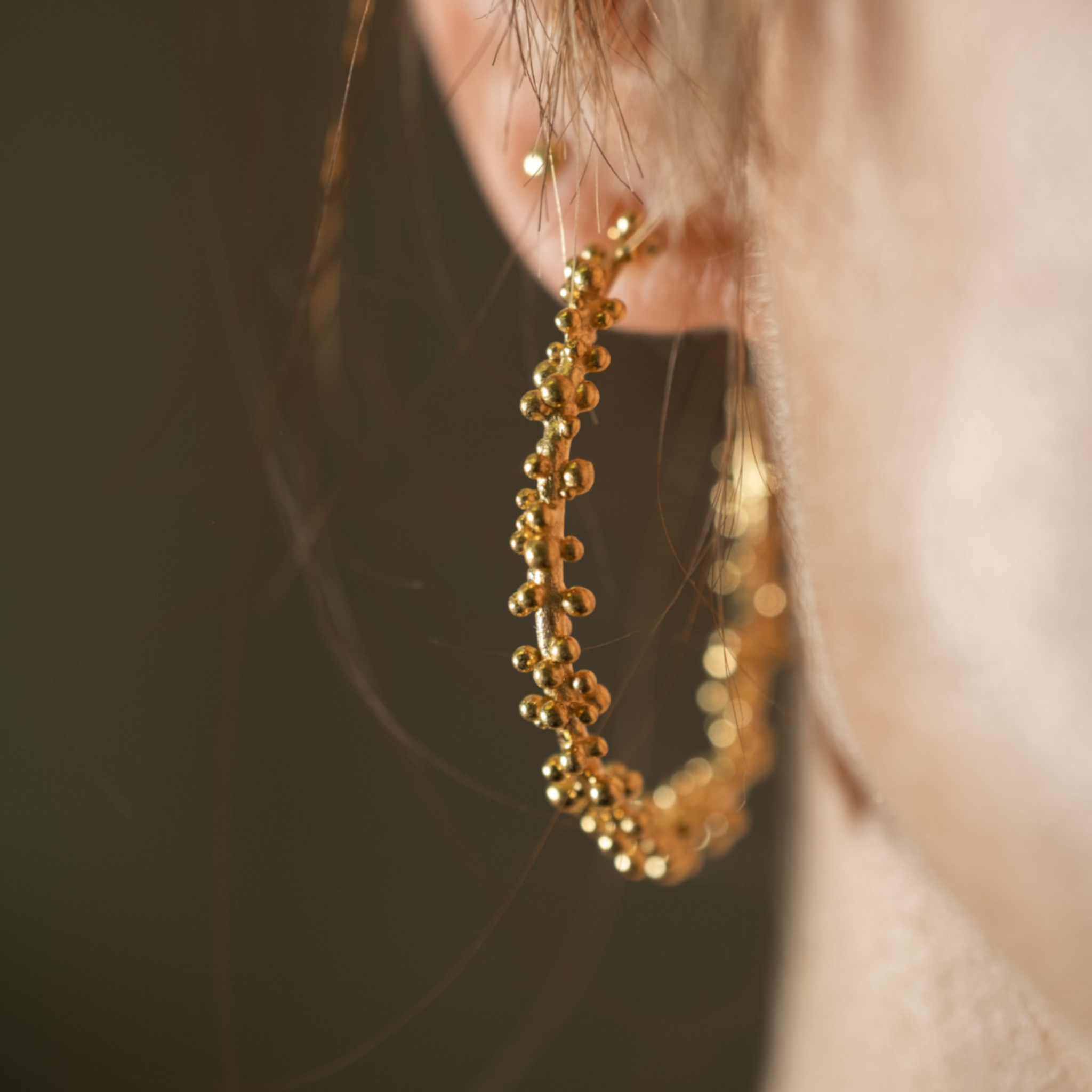 Hannah Bedford Large Gold Plated Granule Hoop