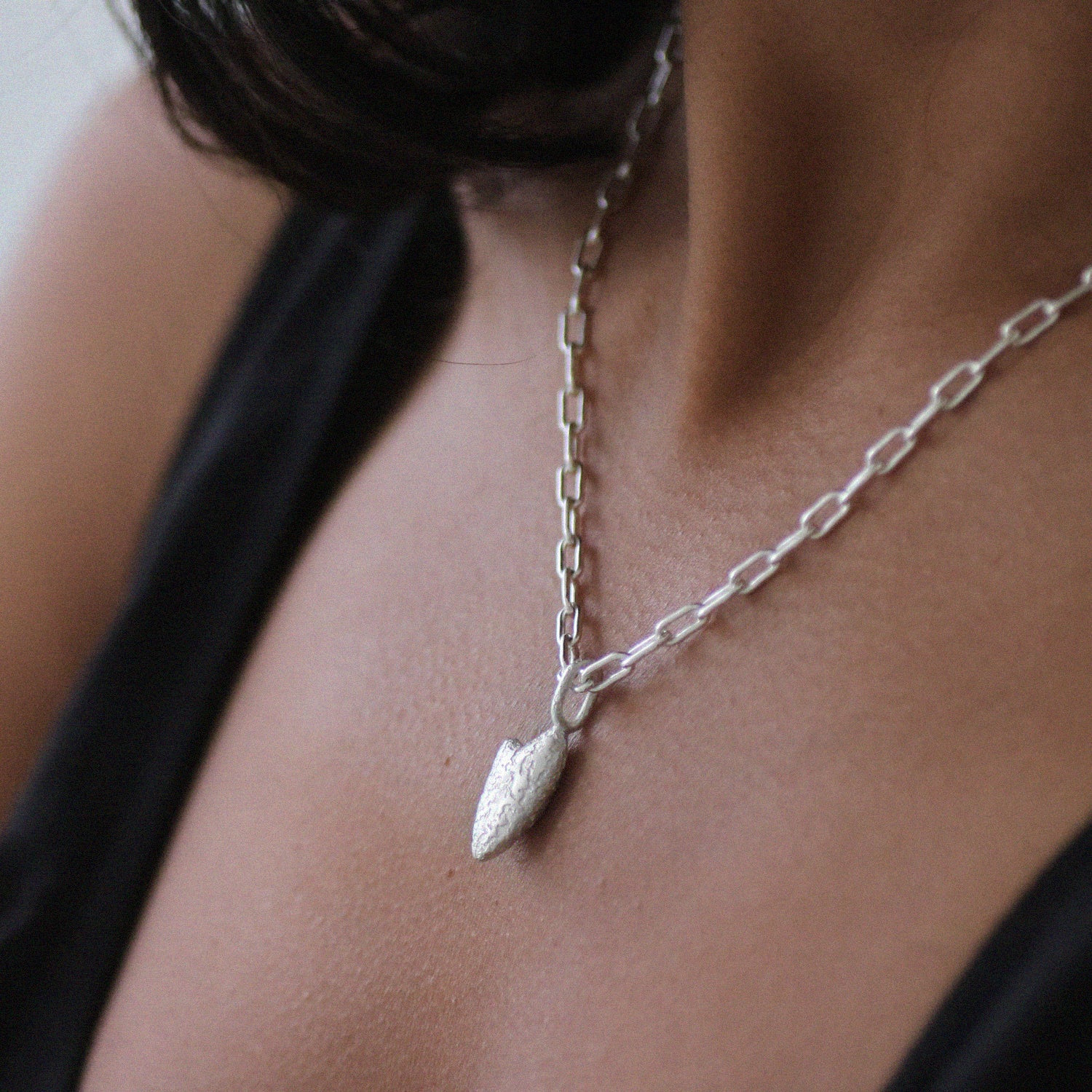 Reflect Chunky Textured Heart Charm Pendant