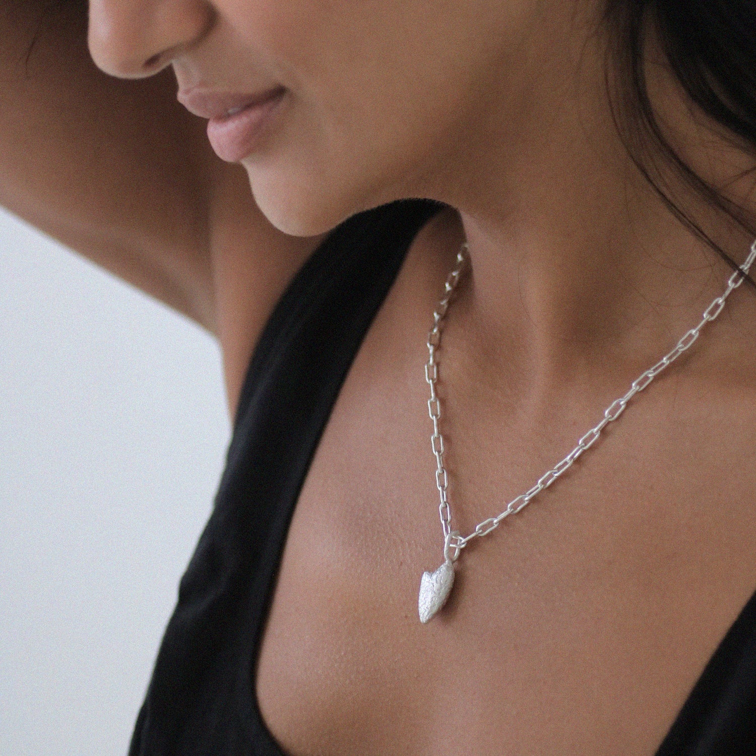 Reflect Chunky Textured Heart Charm Pendant