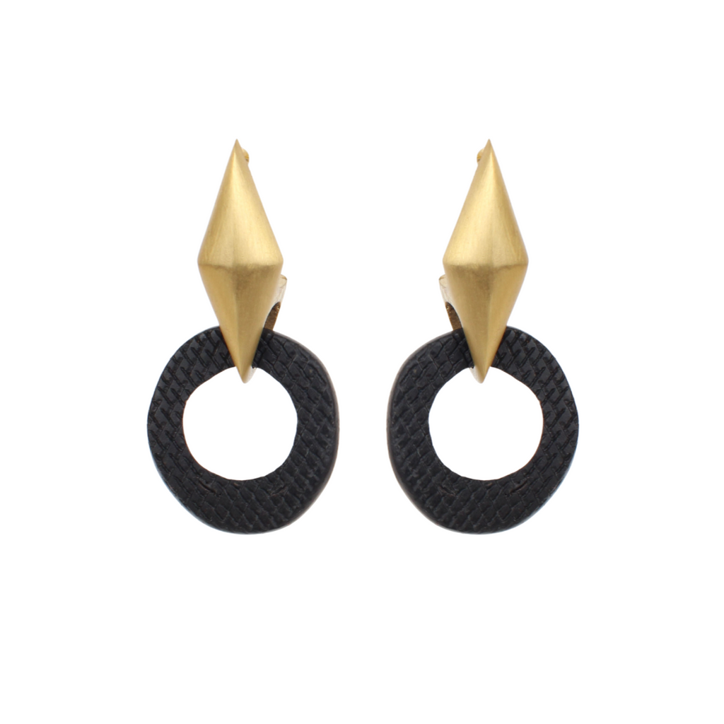 Makila Nsika Gold Plated Silver Woodrings Small Palm Nut Earrings