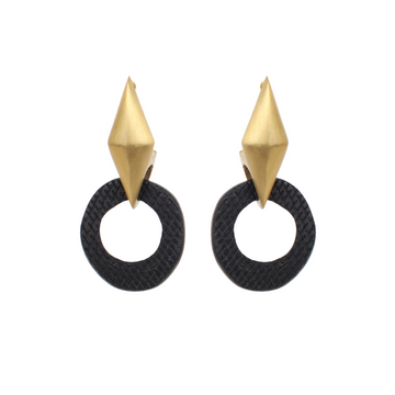 Makila Nsika Gold Plated Silver Woodrings Small Palm Nut Earrings