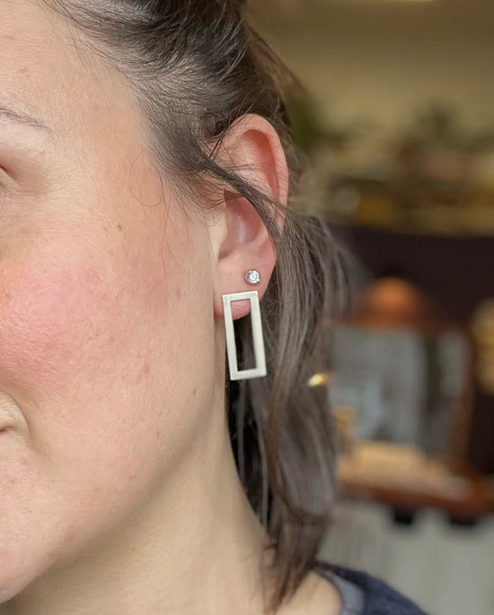 Olivia Jane Rectangle Outline Silver Studs
