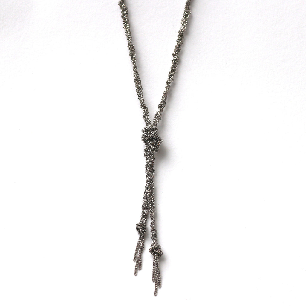 Outlet - Claudia Milic Long Knot necklace in Silver