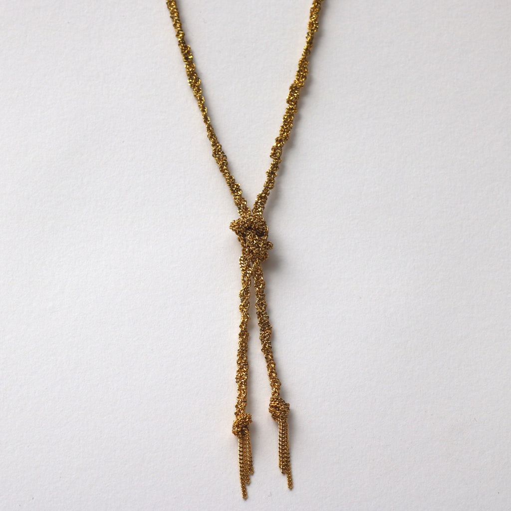 Outlet - Claudia Milic Long Knot Necklace Yellow Gold Plated