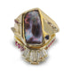 India Mee Freeform Opal, Baguette Diamond, Sapphire, Ruby and Tanzanite Ring Set