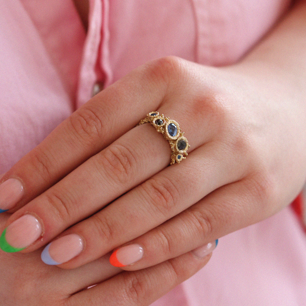 Lukas Svyba Yellow Gold Sapphire and Diamond Ring