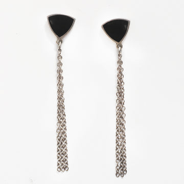 Outlet Jane Moore - Silver and Black Enamel Drop Earrings