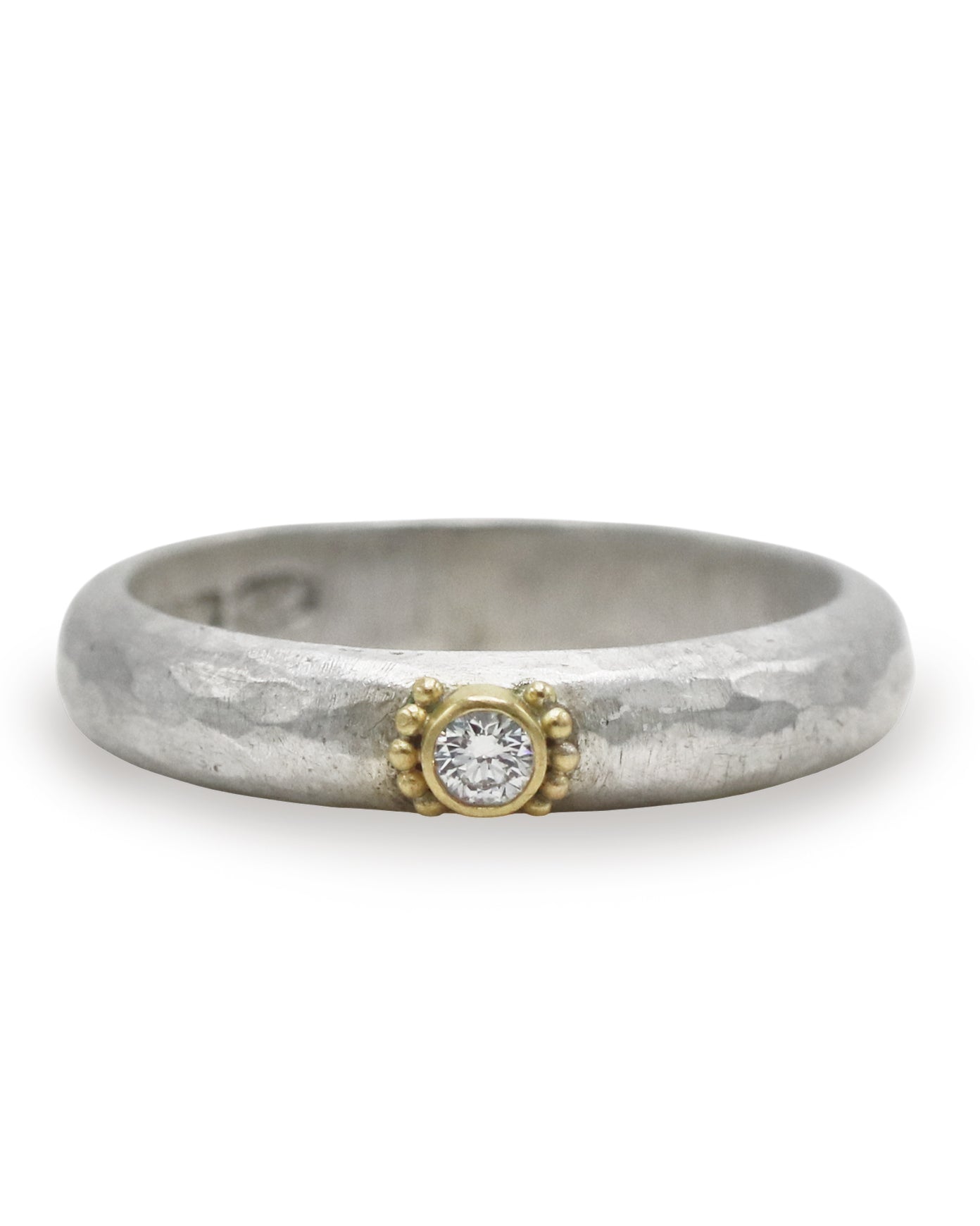 Jenifer Wall Silver Diamond Ring with yellow Gold Granules
