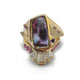 India Mee Freeform Opal, Baguette Diamond, Sapphire, Ruby and Tanzanite Ring Set