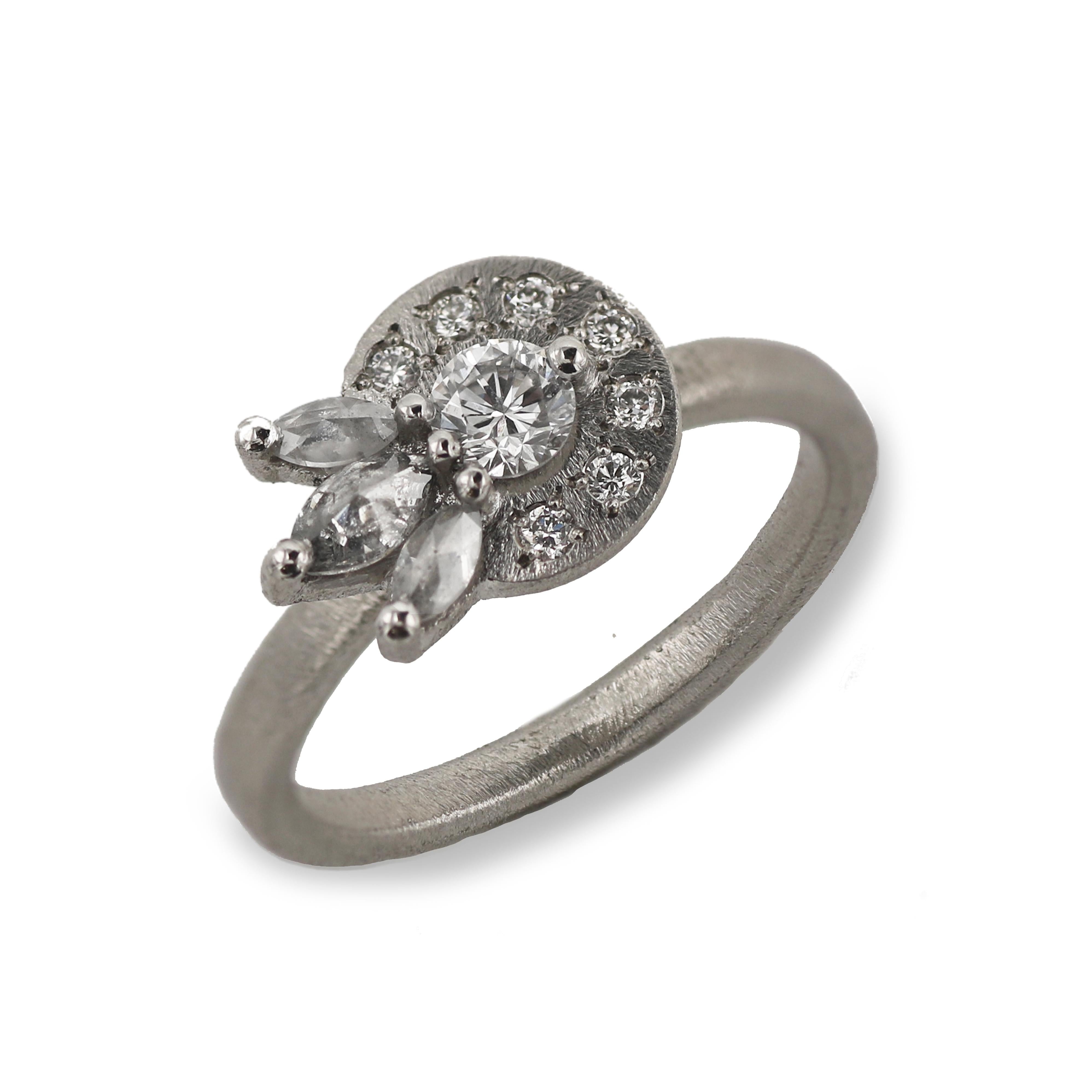 Modern Platinum Halo Ring set with Diamonds