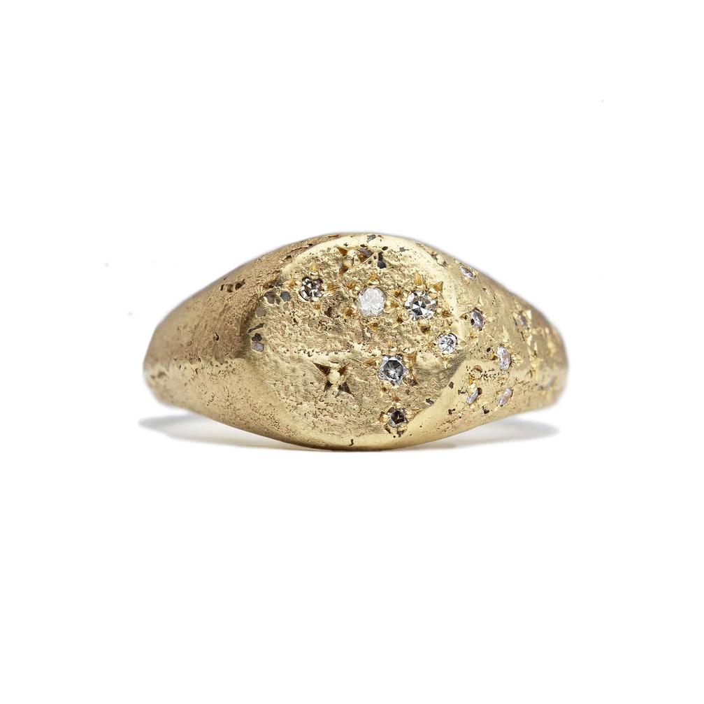 Justin Duance Diamond Signet Ring in Yellow Gold