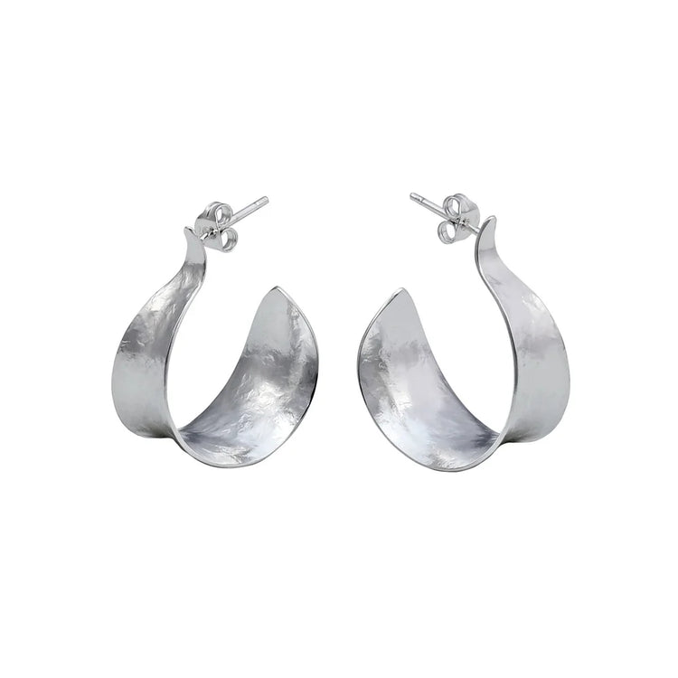 Cara Tonkin Komorebi Medium Silver Curl Hoop Earrings