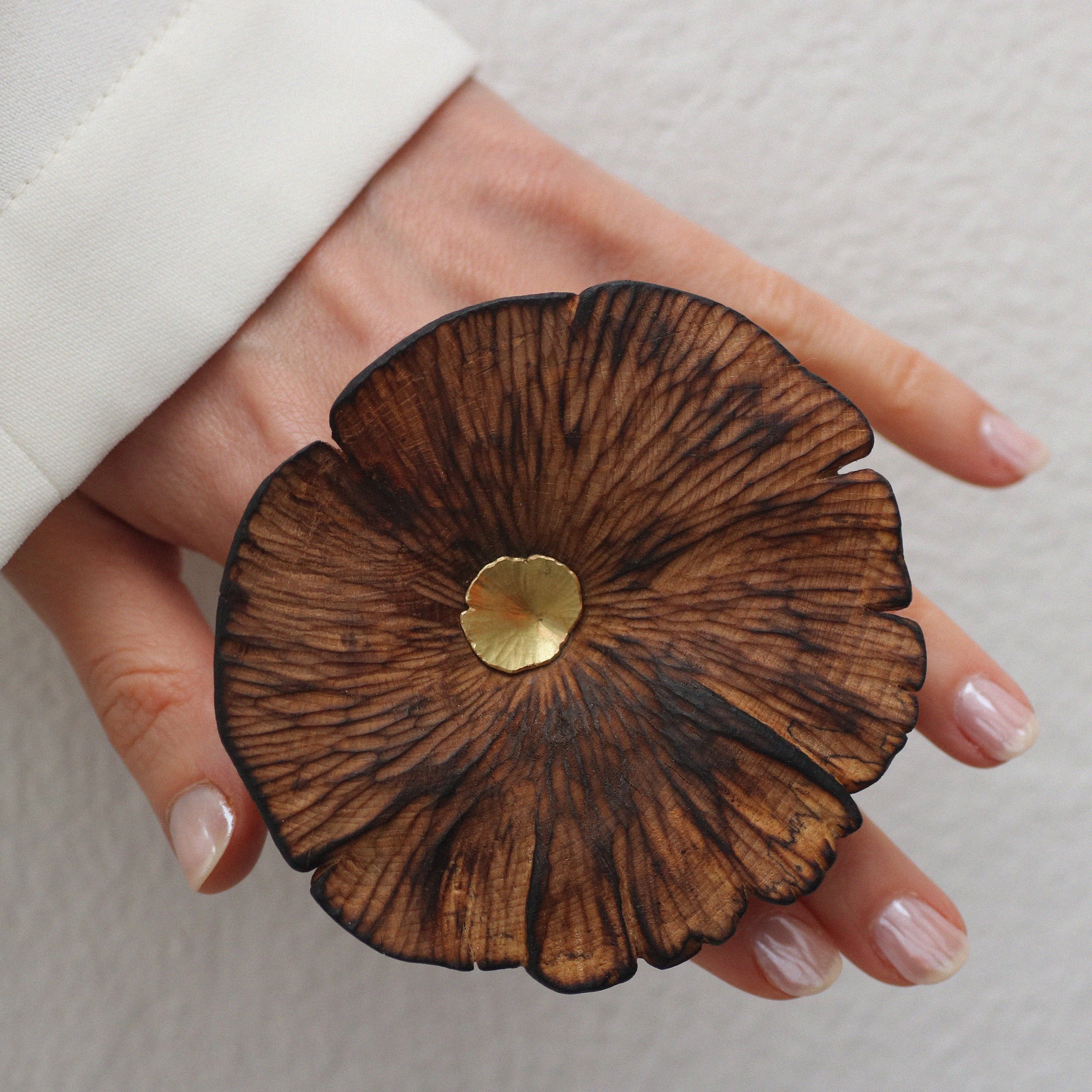 Kaya Saito Birch Wood Fungi Ring in 18ct Yellow Gold