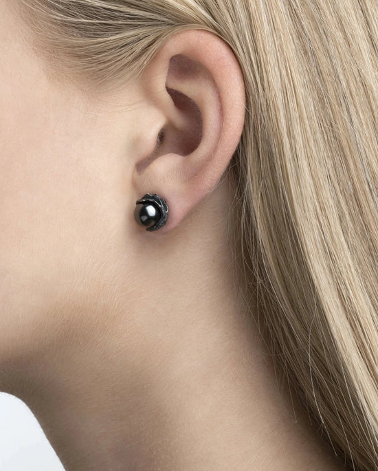 Aurum Oxidised Silver with Grey Pearl Kolga Earrings