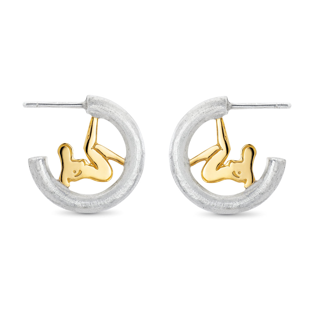 Lara Stafford-Deitsch Silver and 18ct Yellow Gold Hoop Earrings