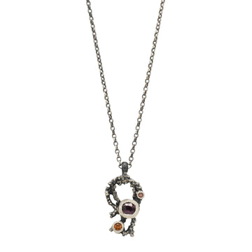 Lukas Svyba Silver Other Realms Pendant with Orange Sapphires & Purple Spinel