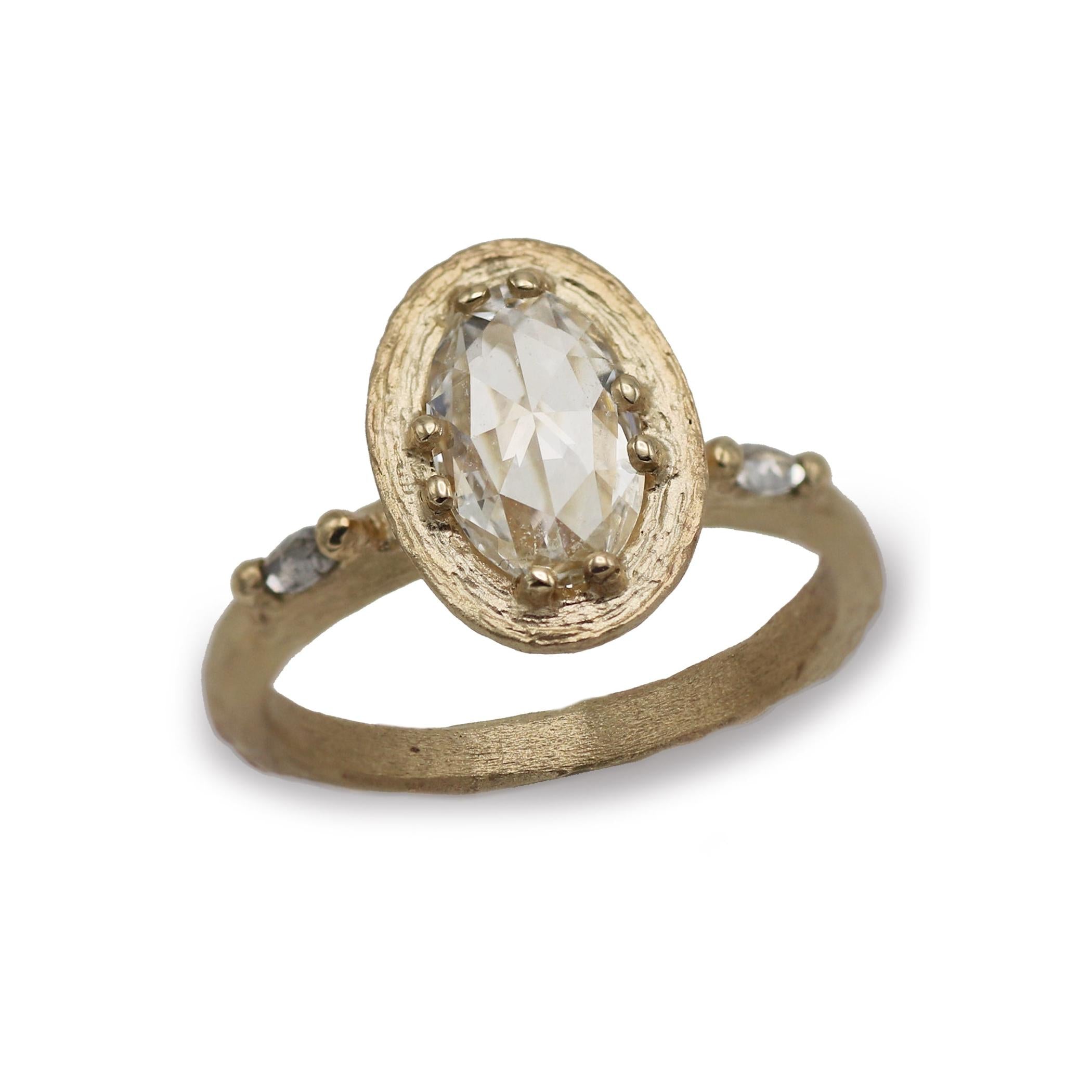 Bespoke - 9ct Yellow Gold Ring with a Rose Cut Lab Grown Diamond