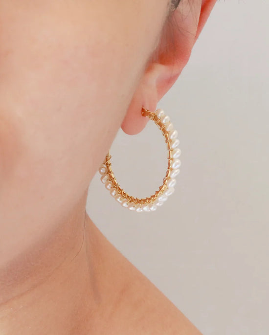 Mounir Large Pearl Hoop Earrings