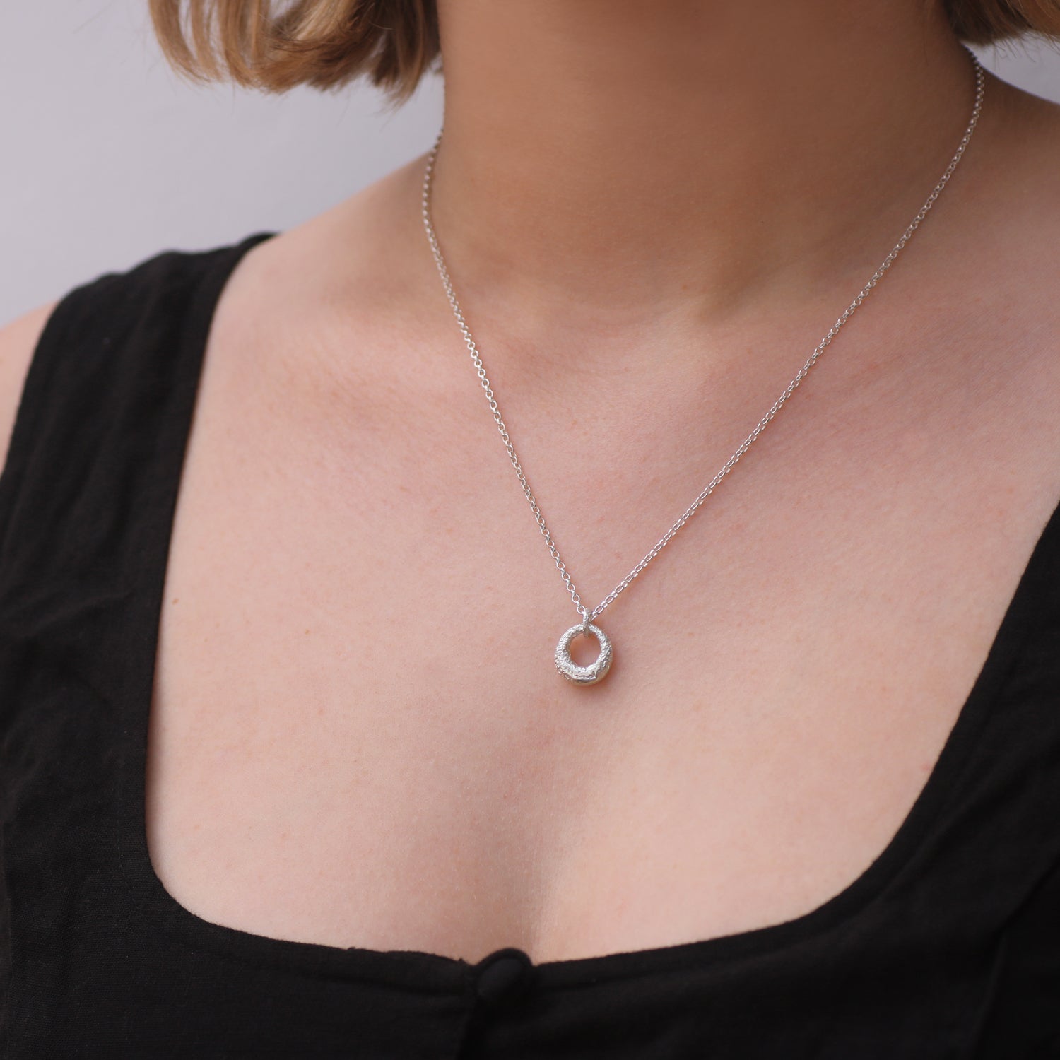 Reflect Large Silver Textured Double Link Pendant