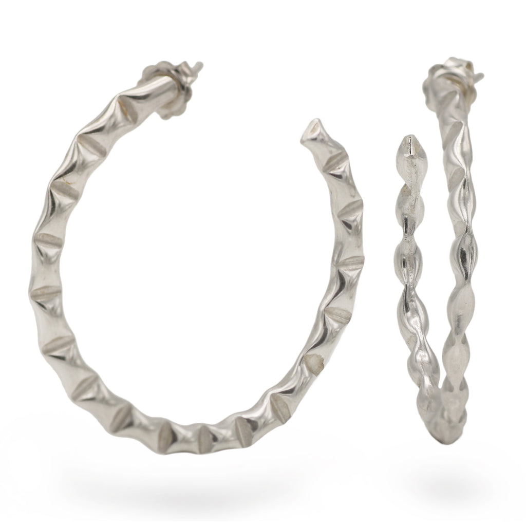 Lucie Gledhill Large Crimped Silver Hoops