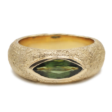 One-Of-A-Kind Marquise Green Sapphire Textured Ring