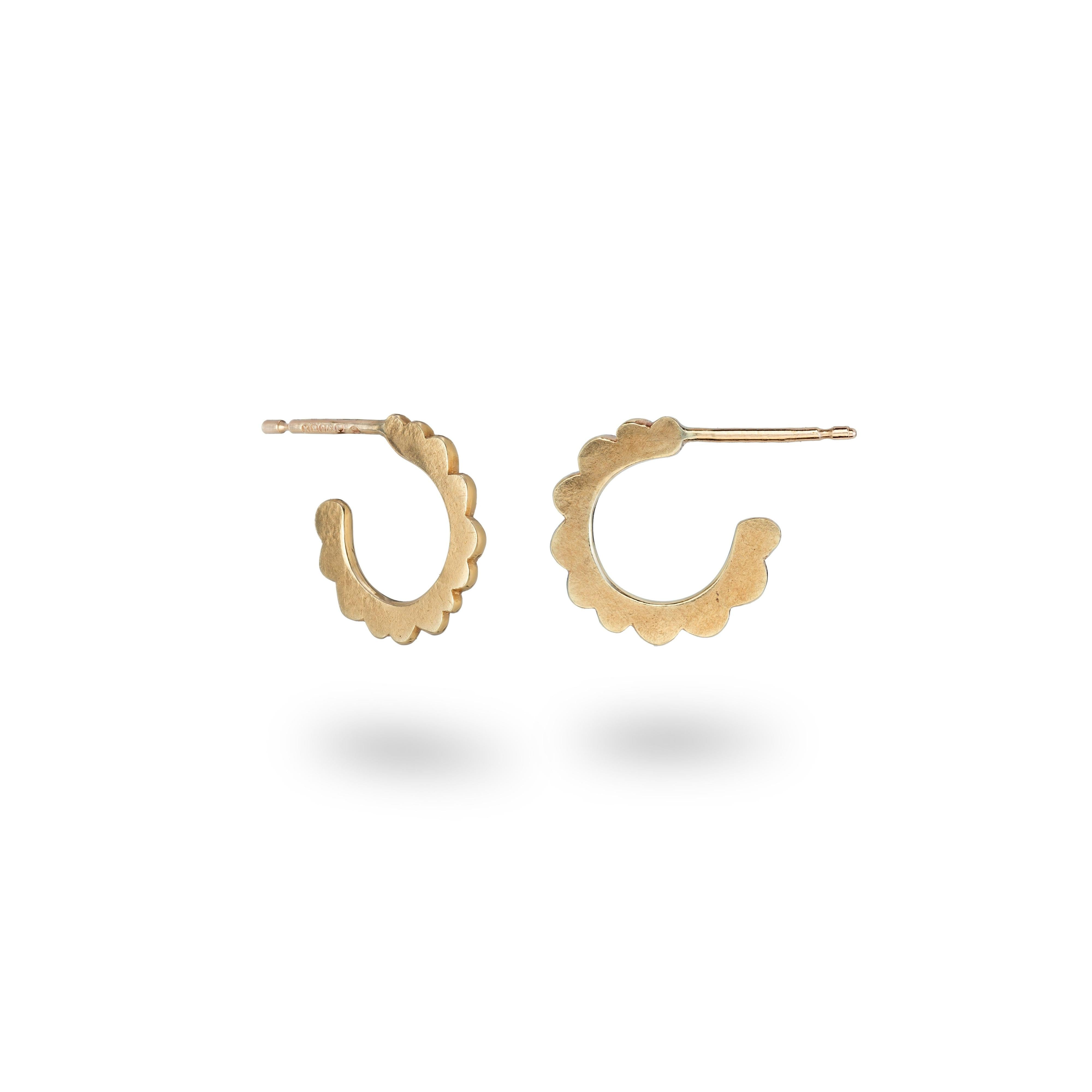 Mim Best 9ct Yellow Gold Scalloped Edge Small Hoops