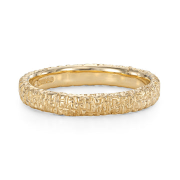 Mim Best 14ct Yellow Gold Oval Section Stamped Texture Ring