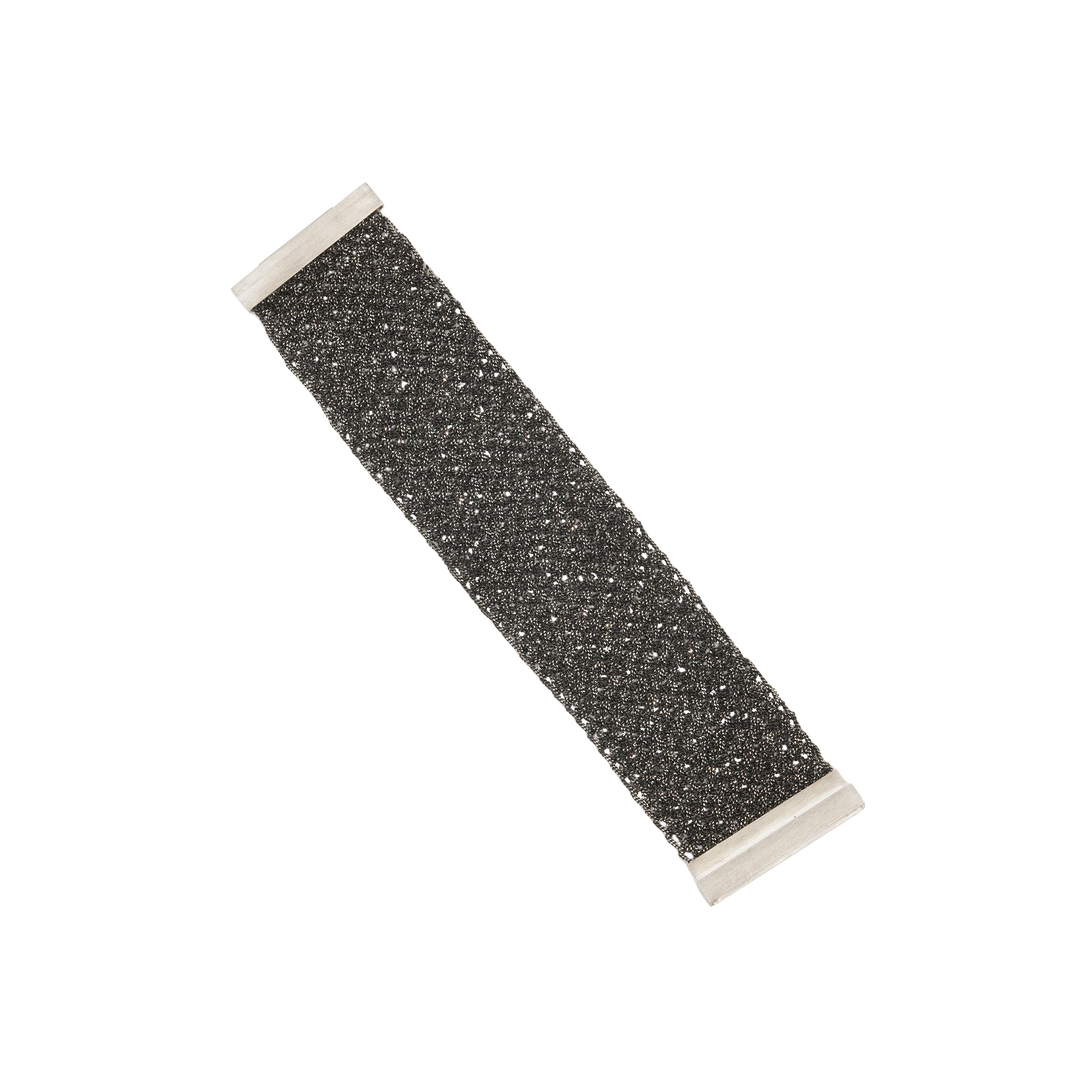 Maria Rzewuska Oxidised Silver Wide Woven Chain Bracelet