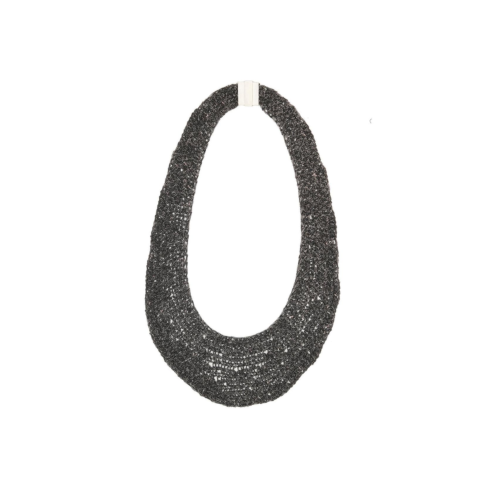 Maria Rzewuska Oxidised Silver Statement Woven Chain Necklace
