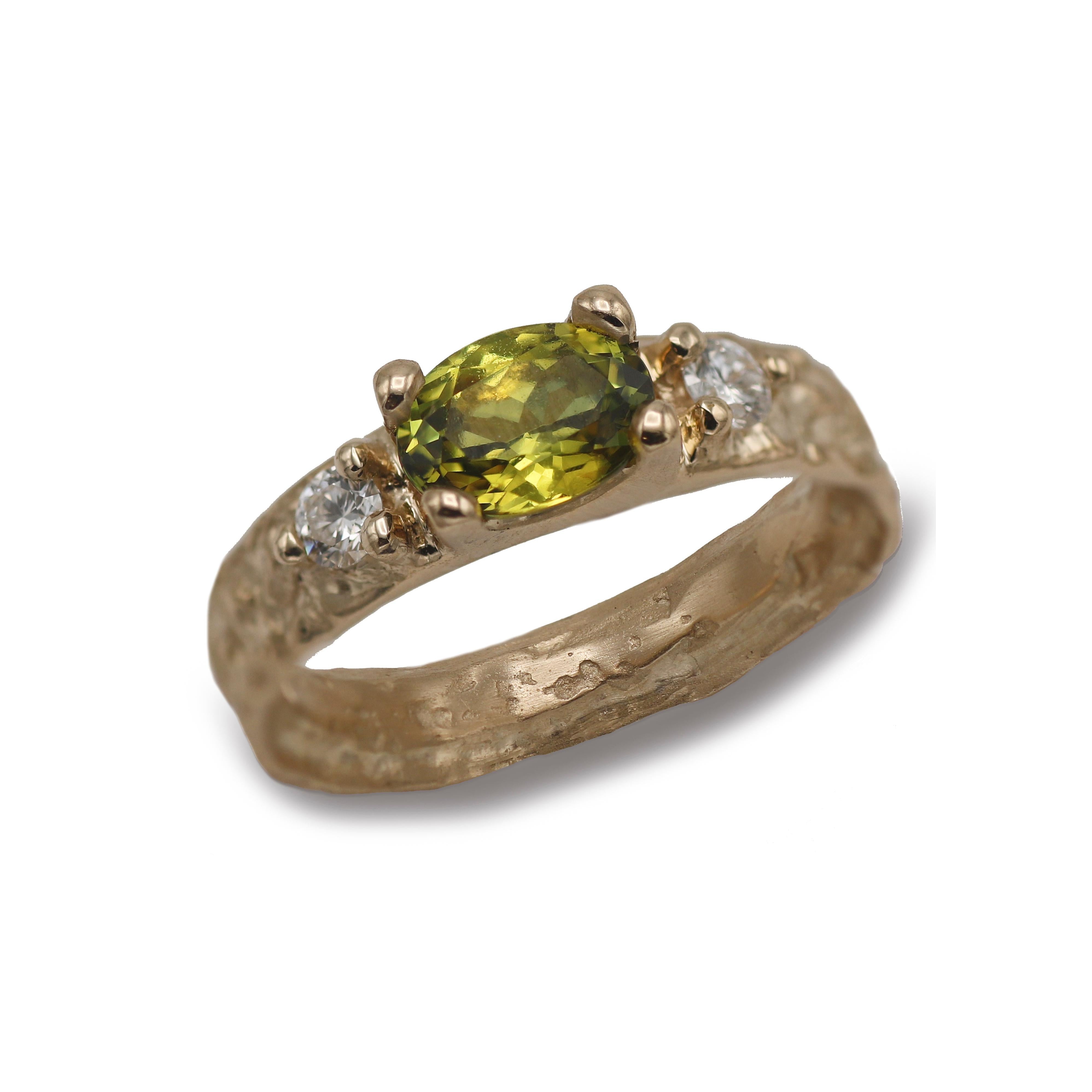 Bespoke - 9ct Yellow Gold Molten with an oval Sapphire